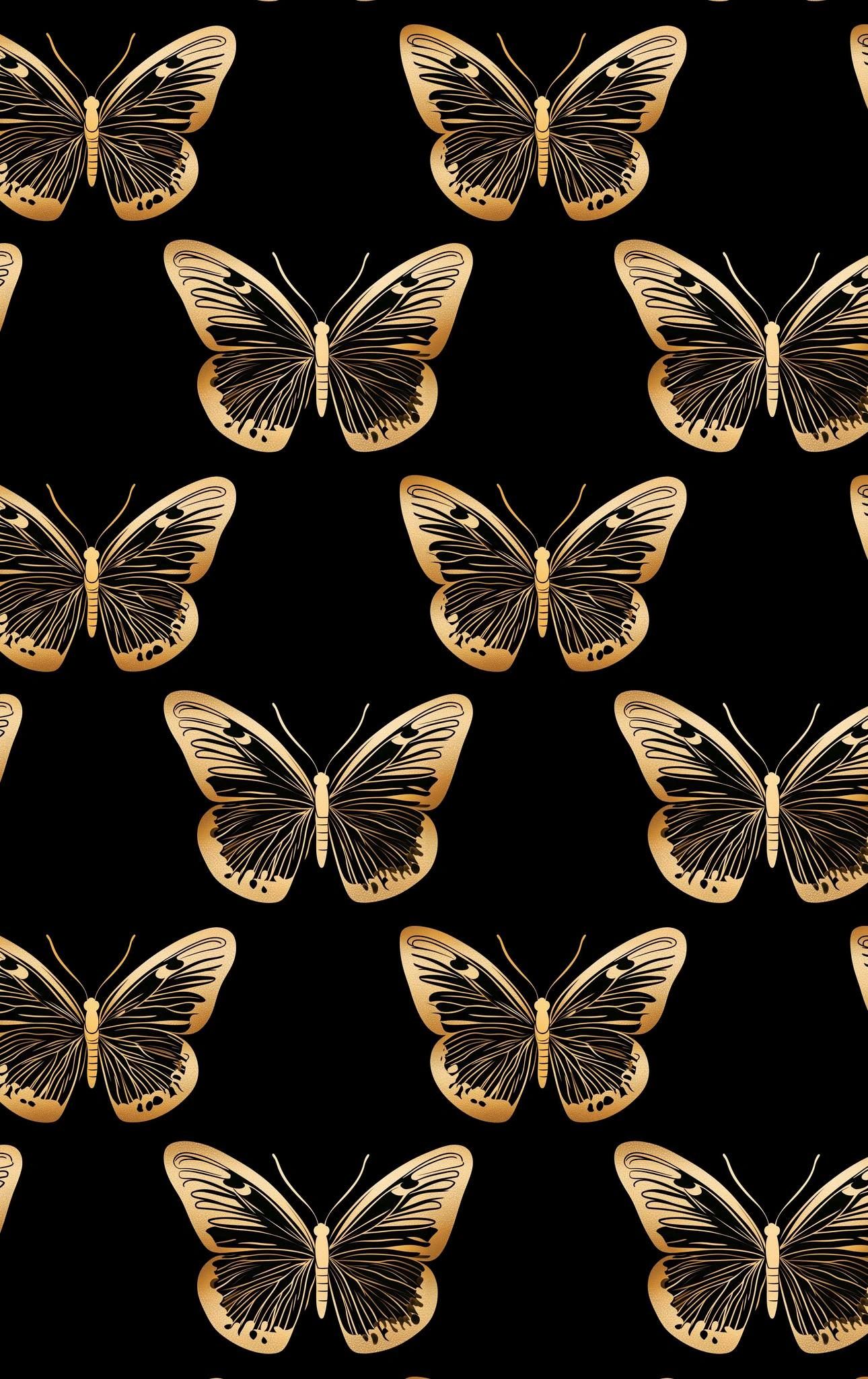 Golden Butterfly Elegance – Cotton Fabric (Sold by the Yard)